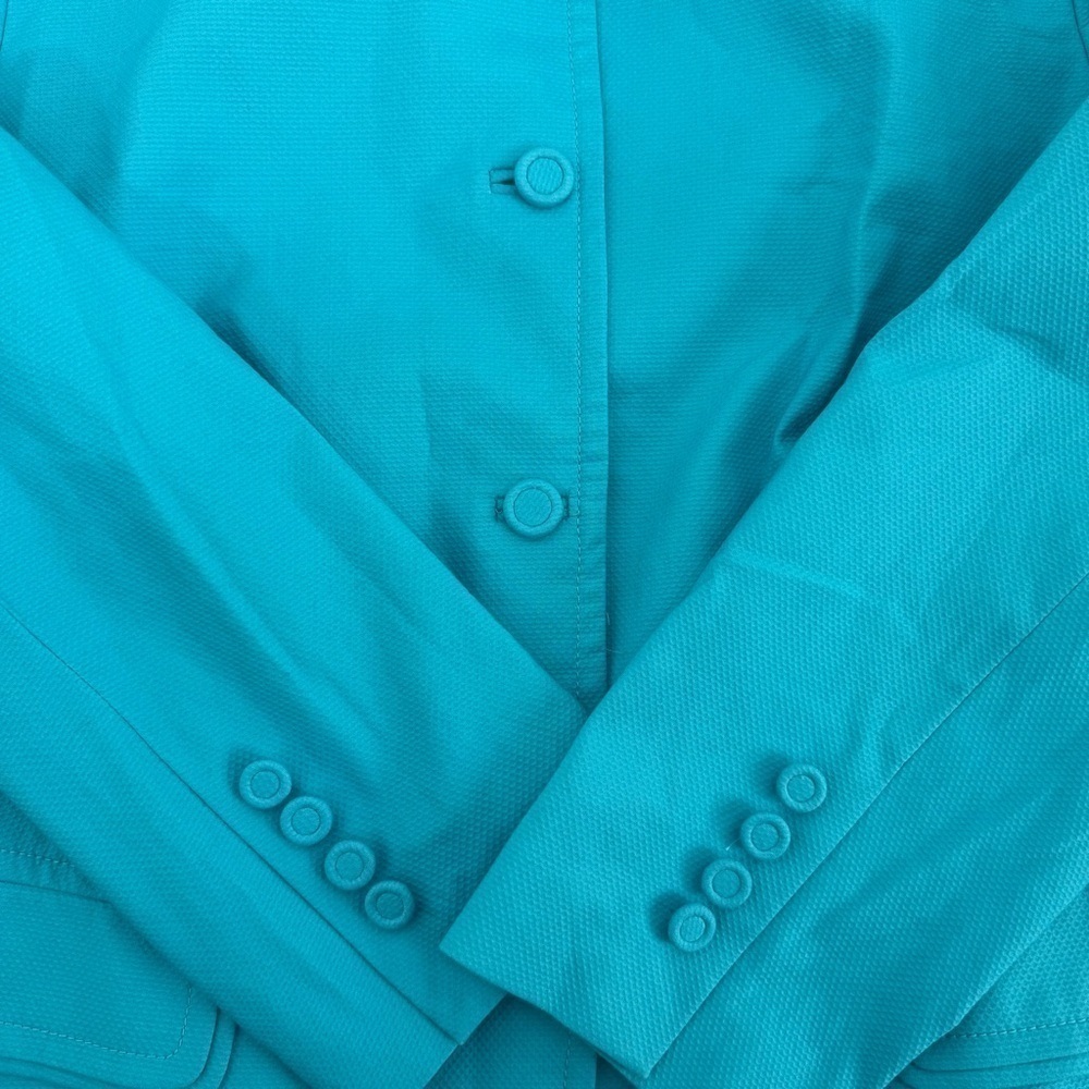 Talbots Turquoise Button Front Blazer Classic Collar Jacket Women’s Size 16 - Picture 5 of 11